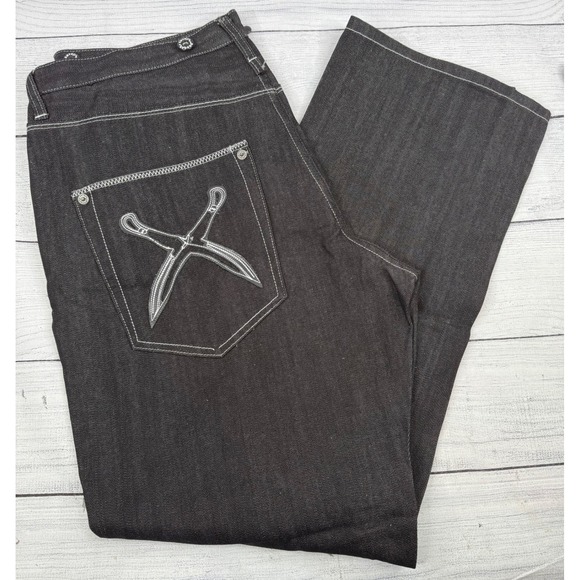 Artful Dodger Jeans Mens Size 40 Dark Wash Denim Embroidered Back Pockets - Picture 1 of 8